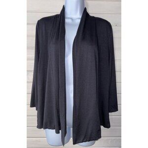 J Jill Sz SMALL Charcoal Gray Open Cardigan Rayon Stretch Jersey EUC